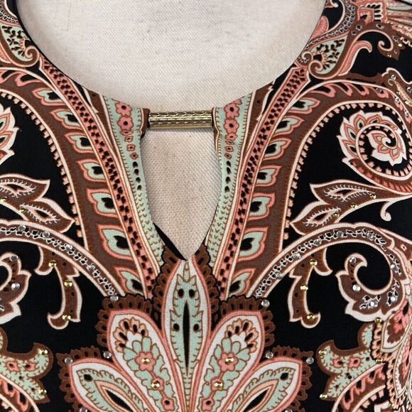 JM Collection DRess size Medium black Brown Paisley Straight Sheath Stretch Knee - Picture 7 of 16